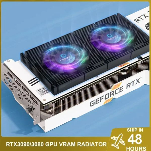 Soğutma GPU Backplate Radyatör RTX3090 4090 Isı Lavabo Paneli, Video Bellek VRAM 3080/3070 PWM Çift Soğutma Fan Kiti DIY VGA Oyun Soğutucu