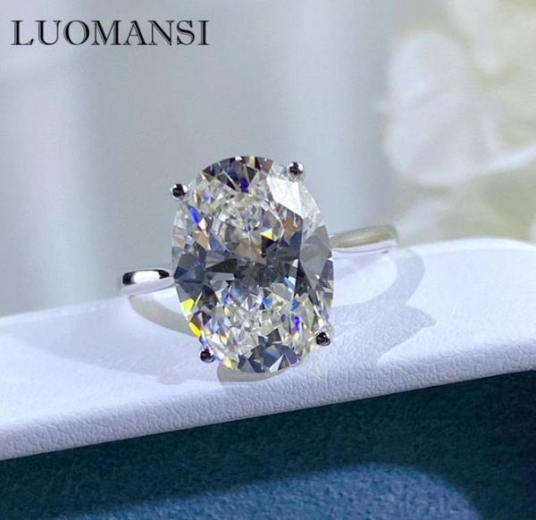 Clusterringe Luomansi 105ct Oval Super Flash Big Diamond Ring 100S925 Sterling Silber 18K Gold Frau Hochzeit Engagement Jewelr8675491