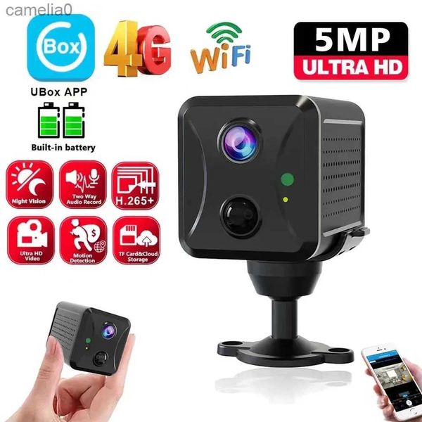 Câmera IP UBOX cctv Câmera 5mp 4G SIM CARD e WiFi Home Surveillance Intercom Intercom Detecção infravermelha Mini Segurança do bebê IP Camerac240412