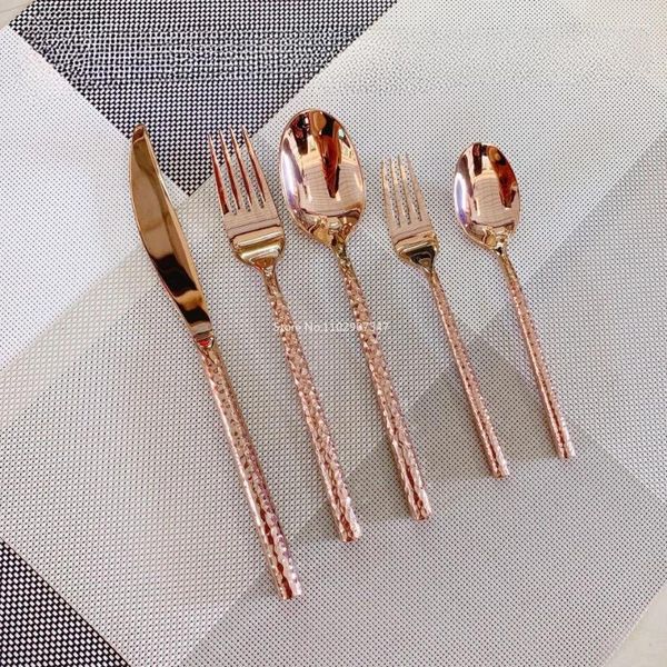 Bolos de chá 5pcs Western Tableware Fork Spoon Hammer Order Round Handle Dinner Knife