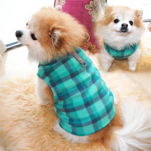 Hundekleidung grünes Plaidhemd Herbst Herbst Winter Wärme Weste warmer Hoodie Mantel verdickte Polar Fleece Jacket Haustier Kleidung für kleine Hunde