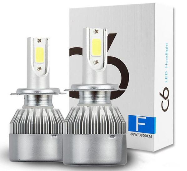 1 coppia 9006 C6 C6 Feeli per auto a LED 72W 7600LM Stillatura automobilistica H4 H7 H3 COB 880 H11 H1 Bulbs Lights EQARP96915466817154