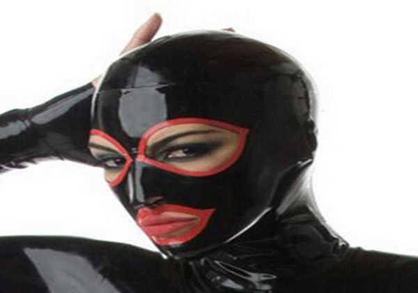2018 yeni varış sıcak seksi iç çamaşırı yetişkin sıcak siyah el yapımı lateks eklenmiş kaputlar açık gözler ağız maskesi xs-xxl 1 parça2556353