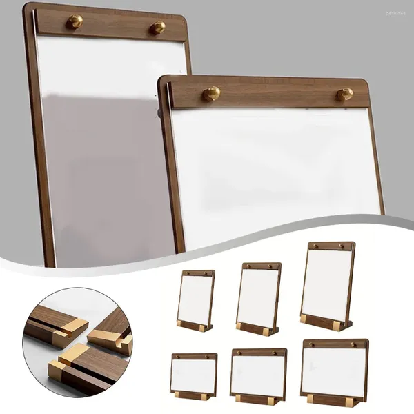 FRAMENTOS 1PC ACRYLIC Desktop Display Stand Standing Somiter Sold Wood Base Menu Tag para a festa de casamento Ornamento