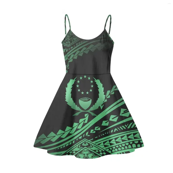 Abiti casual Summe Design tatuare abiti da stampa sexy Beach Women Overszed Women O Collar Dress Abito Pohnpei Tema Halter