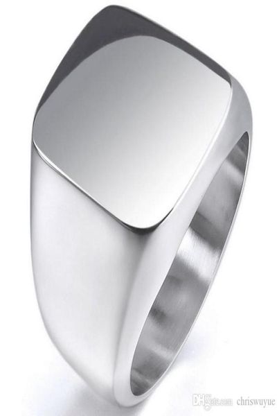 Neue Vintage Herren Boys Sterling Silber Farbe Edelstahl 316L Polster Biker Signet Solid Ring Men039s Schmuck 4556602