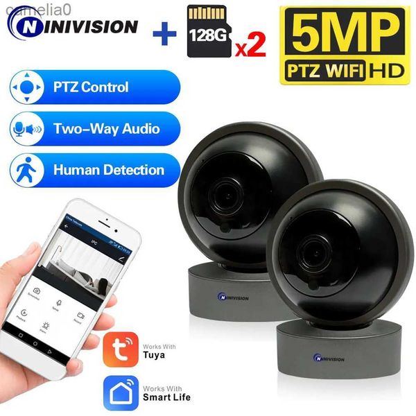 Telecamere ip tuya wifi ptz fotocamera 5mp black indoor baby monitor smart home visione notturna wireless p2p monitoraggio video monitoraggio ip telecamera 2kc240412