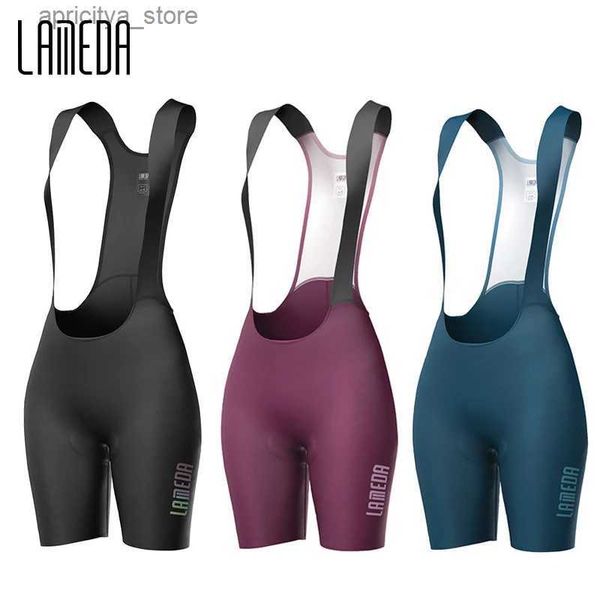 Short ciclistici Lameda Women Shorts Cicling Shorts di alta qualità con spalline Bike Bike Bike Bibing Shorts imbottitura Breath Breath Breathing-Dry Quick Dry L48