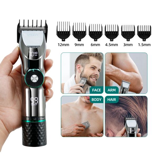 Trimmers Professionelles Haar Clipper Keramikklinge wasserdichte elektrische kordlose elektrische Haarschneider -LED -Haarschnittmaschine für Männer