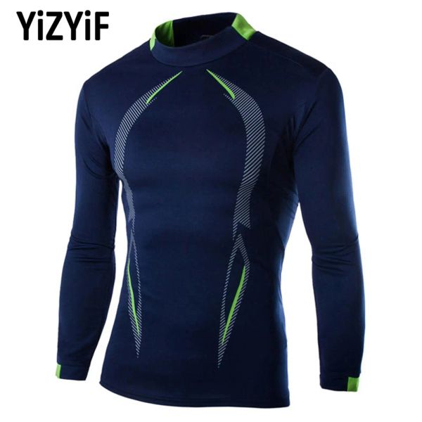 T-shirt Mens Sport QuickDrying Athletic Sports Tshirt Stylish Stampa Equipaggio a maniche lunghe Sleeve Slip Tops che corre in campeggio