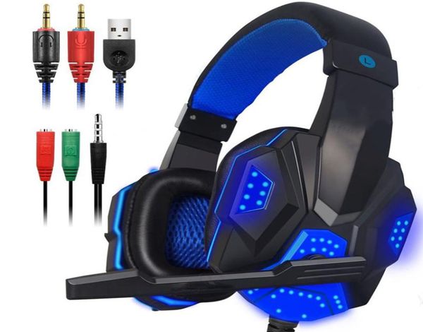 Fone de jogo de jogos estéreo GS400 para o Xbox One PS4 PC Surround Source Overear Fones de fones de ouvido com ruído de microfone LED LUZES HETE1019933