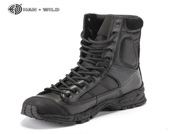 Stivali dell'esercito militare uomini uomini in pelle nera Scarpe da lavoro da combattimento deserto da lavoro inverno Ankle Tactical Boot Man Plus Times 2108305268464