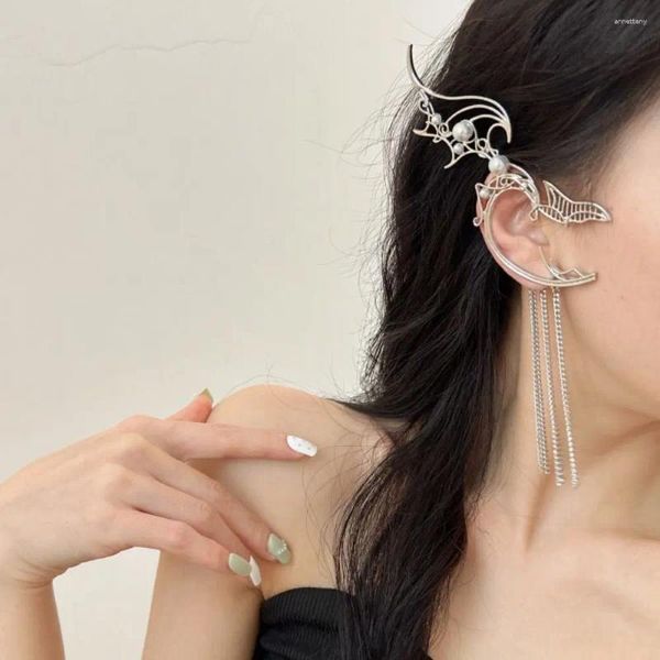 Sırtlar Küpe Piercing Kulak Klipsi Dragon Tassel Aksesuarları Etnik Şık İnci Peri Kuffs Zincir Goth Unisex