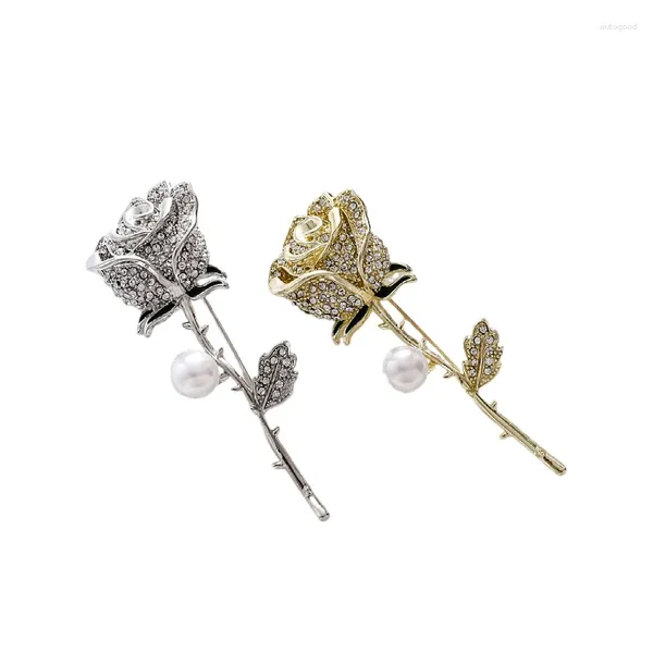 Broschen Kristall Rose Blume Brosche für Frauen elegante Corsage Mode Pin Kleid Abzeichen Luxusschmuck Accessoires Party Geschenke