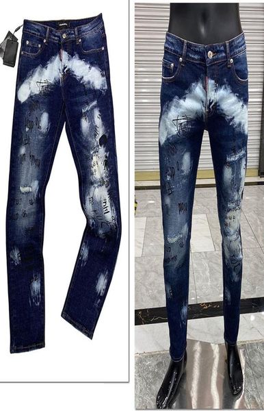 2022 New Designer Luxurys Mens calças de jeans magros adesivos de rua alta lavagem leve rasgada de motocicleta azul de rocha rochosa joggers2418866