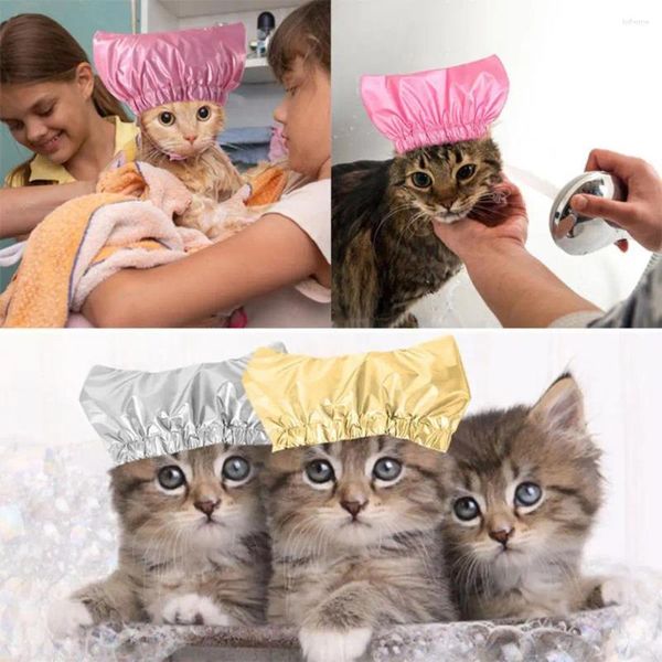 Capéu de vestuário para cães Capéu de limpeza de animais de estimação à prova d'água para banho de gato Capuz de água anti-ouvido com fita adesiva à prova de orelha