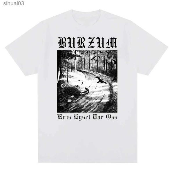T-shirt femminile band vintage metal Burzums Album Coperta stampa Music Thirt Must Men Fashion Casual Short Short Shirt unisexl2403