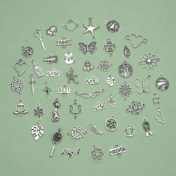 50pcs/Grundstücke gemischte Schüttgüter Blumensterncharm für Schmuck Herstellung von DIY -Armbandohrringen Halskette Anhänger Accessoires Großhandel Großhandel