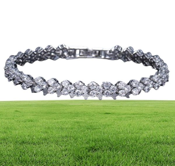 18K White Gold Plated Zirconia Tennis Bracelet Diamond Manth Chain For Men Women Heart Love Crystal Bracelets