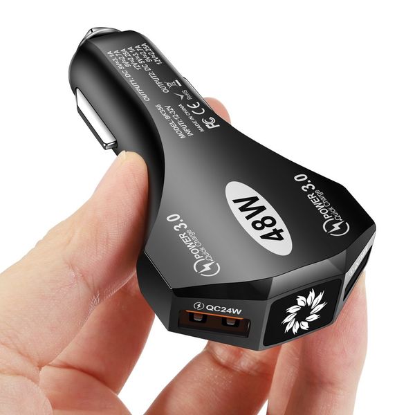 USB -Auto -Ladegerät Schnellladung 4.0 48W schnelles Ladeladegerät für iPhone 12 Pro 11 Huawei Xiaomi Mi Typ C Mobiltelefon