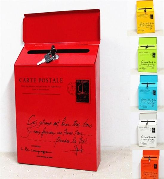 Cassetta di lettere di blocco del ferro Vintage Pastorale Montaggio Montaggio Mail Casella di posta Postale Lettera di giornale Boxet Boxes Metal Boxes TP TP T2001178064330