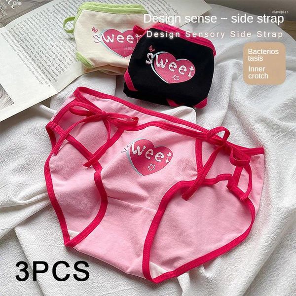 Kadın Panties 3pcs/Set Sexy Pure Pamuk Kadınlar String Straps Kadın iç çamaşırı orta-yükseliş moda samimi kadın Intimes