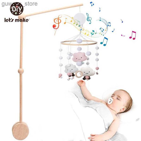 Mobiles# Lass uns 3pcs Baby Mobile Rasseln Spielzeug 0-12 Monate für Baby Holz Mobile auf dem Bett Neugeborene Musikbox Bett Glocke Hanging Toys Y240415 machen