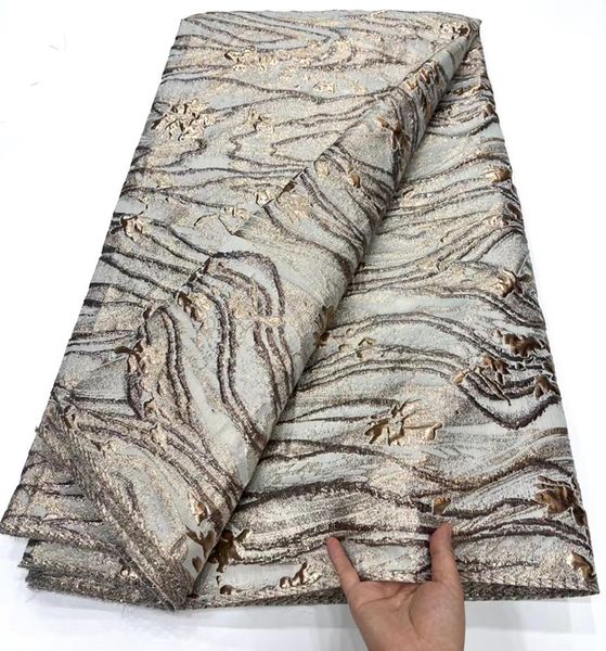 Afrikanische Brokatspitze Jacquard Stoff, nigerianisches 3D -Blumentuch, Organza Französische Stoff, Frauenmaterial, neues Design, 5yard, 2024