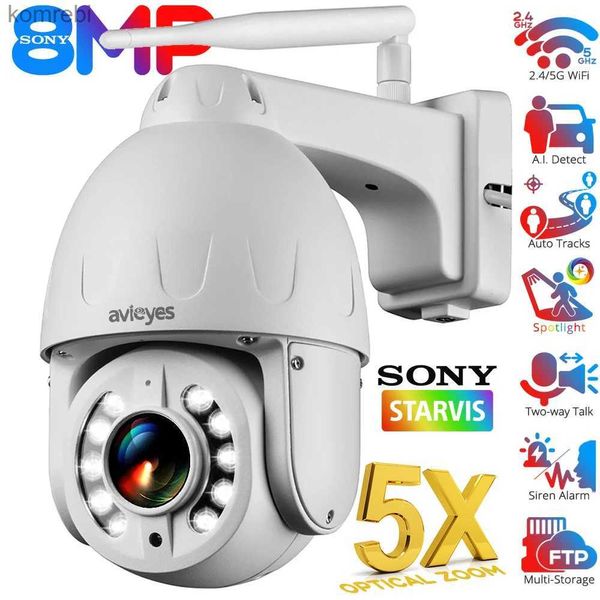 Câmeras PTZ 4K 8MP 5X Zoom óptico WiFi Pan Tilt IP Câmera de IP Outdoor Color Night Vision Automático Rastreamento automático de pessoas/veículos Câmera de segurança CCTV C240412