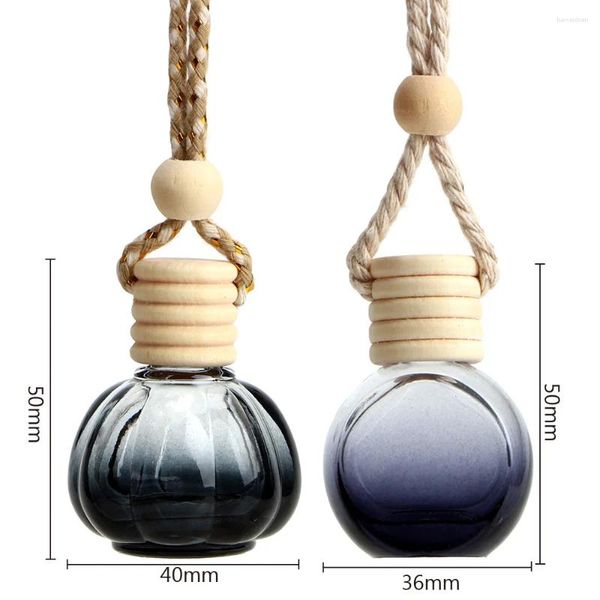 Aufbewahrung Flaschen Kürbisform -Auto Parfümflasche Anhänger Luftfrischer leer ätherische Öle Glas Diffusor Schwarz Hanging Ornament Sn1792