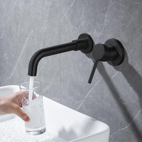 Rubinetti del lavandino da bagno Bangpu Basin Faucet Wall Monte 2 fori set con vaso a manico a manico Matte Black