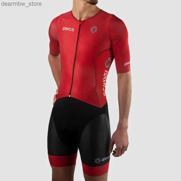 Radsporttrikot setzt Sila New Mens Bike MTB Triathtes Kleidung Running Sport Jumpsuit Inline Skating Lycra Comfort Cycling/Running/Skating -Anzug L48