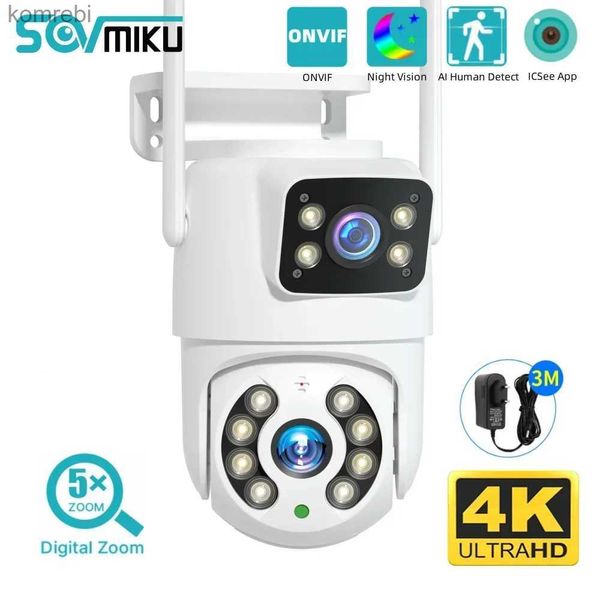 PTZ CAMERAS 4K 8MP PTZ WIFI CAMERA DUAL LINS Outdoor Night Vision Обнаружение человека Автоматическое отслеживание CCTV Мониторинг IP -камеры Защита безопасности C240412