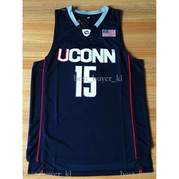 Jersey Kemba Walker #15 UConn Huskies costurou Jersey Hot Basketball