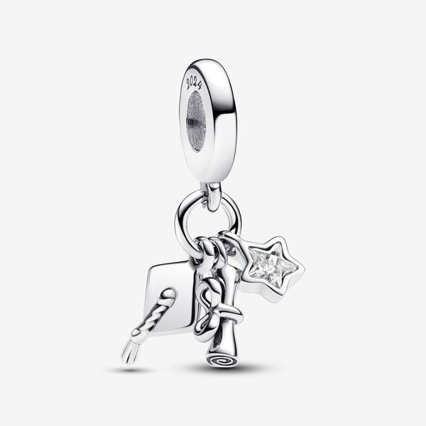 Nuovo arrivo 100% 925 Sterling Silver 2024 Graduation Triple Dangle Charm Fit Original European Bracciale European Bracciale Accessori