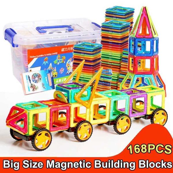 DECOMPRESSIONE POETH 168pc Blocchi magnetici Blocchi magnetici grandi dimensioni fai -da -te giocattoli che tirano blocchi magnetici di blocchi assemblati per bambini regali 240413