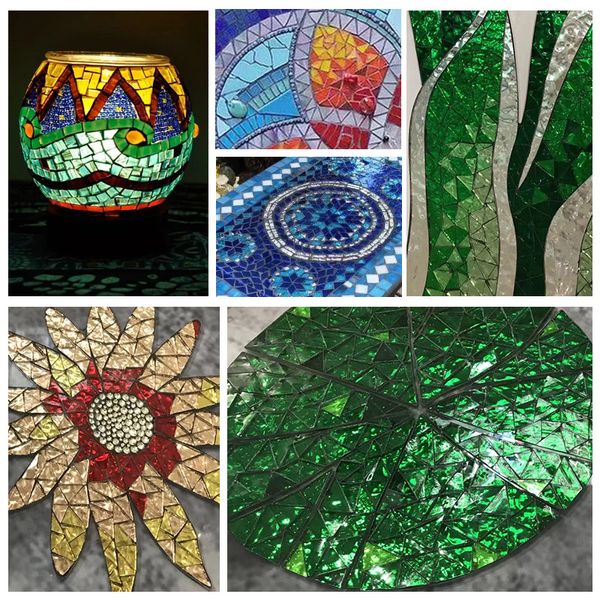 200g Dreiecke Formglas Mosaikfliesen Multi -Farb -Mosaik -Stück DIY Mosaik machen Steine für Handwerk Hobby Künste Home Wall Decor Dekoration