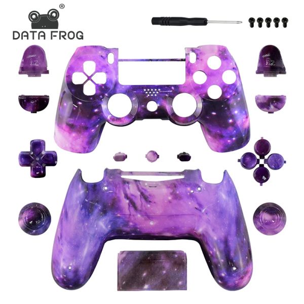 Casos Data Frog Substituição Shell e Buttons Mod Kit para JDS 040 PS4 Slim DualShock 4 PlayStation 4 Pro Controller Caso de capa habitacional