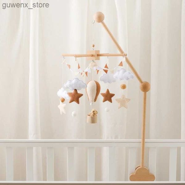 Mobile# Baby Crib Mobile Holzbett Glocken Rasseln Spielzeug Weiche Filz Hot Air Ballon Wind CHIME Pendellan Neugeborene Komfort Bett Glocken Spielzeug Baby Geschenk Y240412