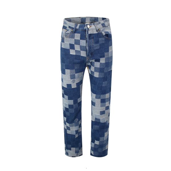 Designer jeans for men brand v pantaloni pantaloni da uomo pantal casual dritta dritta di alta qualità normale mosaico mosaico patchwork lavata