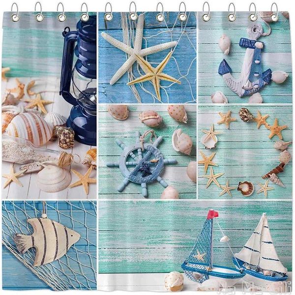 Tende per doccia Starfish Anchor Marine Sail Boat Beach Beach BackorfTe Decor Summer Decor di Ho Me Lili con ganci Facile cura