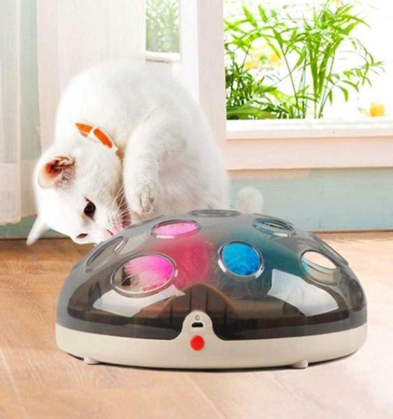 Brinquedos engraçados interativos para gato Exercício de penas elétricas Treinamento de gato Toy Rechargable Maglev Bouncing 2109294585477