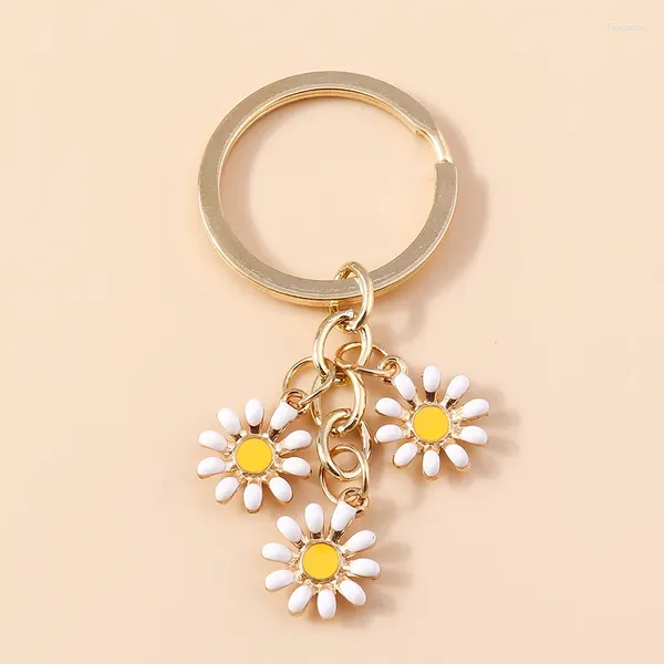 Schlüsselanhänger süße Emaille Sonnenblume Schlüsselbund für Frauen Mädchen Schlüsselling Anhänger Autohalter Handtasche Dekor Zauber DIY Schmuck Geschenke