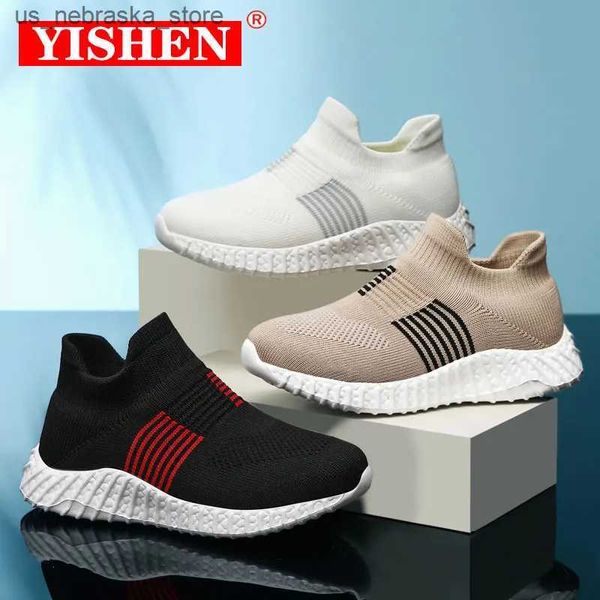 Tênis yishen infantil meias sapatos sapatos de crianças esportes de crianças sapatos de malha respirável meninos e garotas sapatos casuais zapatillas sapatos de bebê q240412