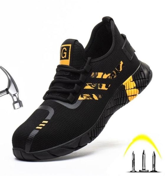 Sapatos de trabalho esportivos respiráveis para homens Mulheres Segurança leve S3 Aço protetor Toe Ladies Zapatillas de Seguridad 2112228694606