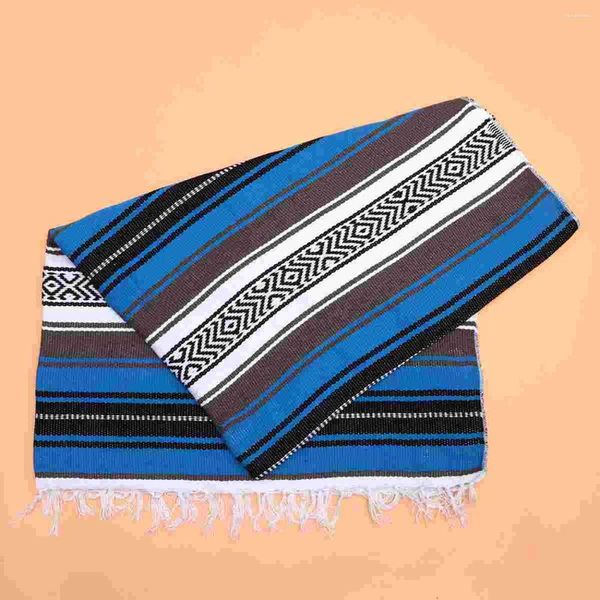 Capas de cadeira Misturada Méxica Máxico ioga Mate Capa tecida para sofá -sol (azul 130x180cm)