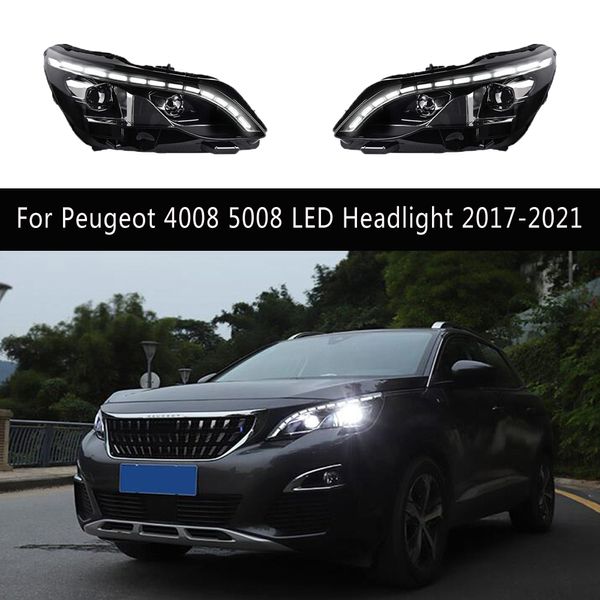 Autozubehör DRL Daytime Running Lights Streamer Blinker Frontlampe für Peugeot 4008 5008 LED-Scheinwerfer 17-21 Autoteile Scheinwerfer