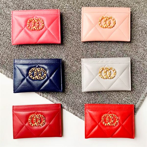 Klassische Klapplappel Caviar Designer Brieftasche Frauen Leder gesteppte Ausweishalter mit Schachtel Geschenkmünzen Geldbörsen Herrenkartenkoffer Passhalter Luxus Poke Card Mini Pink Wallet