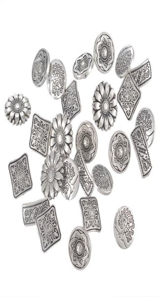 50pcs Mistores de botões de metal de tom prateado antigo misto Botões de haste de haste de costura artesanal artesanato DIY Supplies4595446