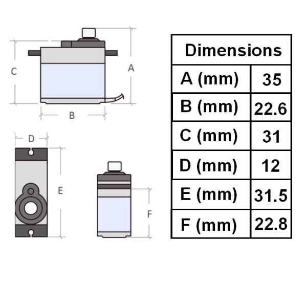 MG92B Robot 13,8g 3,5 kg de engrenagem de metal servo digital de 90 graus para modelos de avião RC